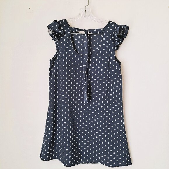 Women Tunic Dress Polka Dots Blue/White Color Only Measurements - Picture 9 of 9